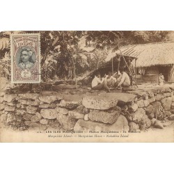 LES ILES MARQUISES. Maison Marquisienne Ile Nukahiva vers 1914