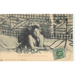 SAMOA SAMOAN. Girl looking from Screen-Fiji vers 1914