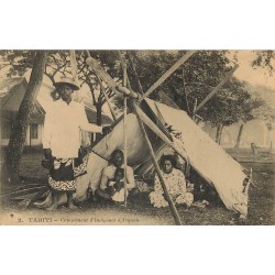 TAHITI. Campement d'Indigènes à Papeete 1914