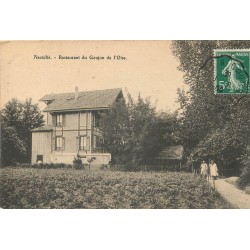 95 NEUVILLE. Restaurant du Goujon de l'Oise avec 2 Pêcheurs 1909