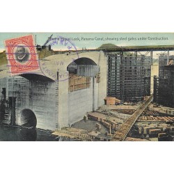 PANAMA. Canal Pedro Miguel Lock showing steel gates under Construction 1914