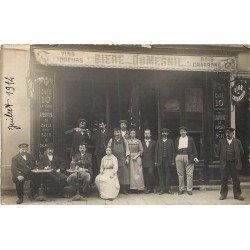 COMMERCE. Photo cpa Bar avec sa Bière Dumesnil 1914 lieu à identifier...