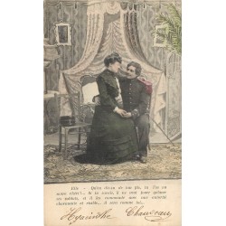 Série complète de 6 cpa sur LES COUPLES. Lui Militaire et elle amoureuse vers 1910..