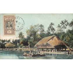 TAHITI. Une Case lacustre Île de Raiatea 1914