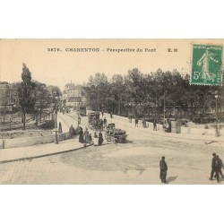 94 CHARENTON LE PONT. Attelages et Tramway sur le Pont 1915