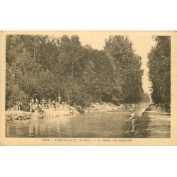 2 cpa 93 VERT-GALANT. Baignade sur le Canal et Eglise Thérèseville 1937