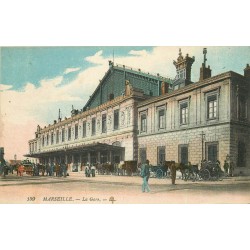 2 cpa 13 MARSEILLE. La Gare et Grand Hôtel Beauvau Quai des Belges 1921