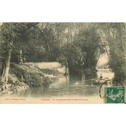 2 cpa 27 VERNON. Rameurs dans le Bras de Saint-Jean et Vieux Pont 1911