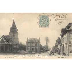 27 SAINT-MACLOU. Café et charretier Route de Honfleur 1905