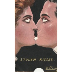 Illustrateur Ell (Elliot) RARE Carte à système STOLEN KISSES 1908