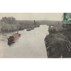 78 POISSY. Péniches sur le Grand Bras de la Seine 1924