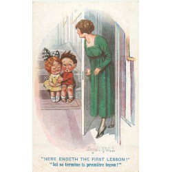Illustrateur Donald Mac Gill "Ici se termine la première leçon" 1919