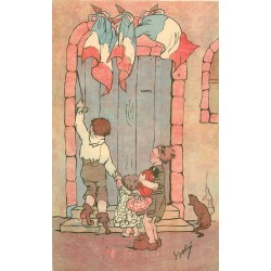 Illustration ORPHELINAT DES ARMEES Enfants sonnant à la Porte 1916