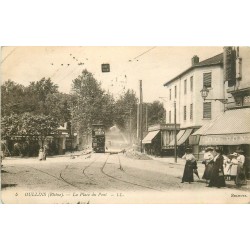 69 OULLINS. Tramway à impérial Place du Pont 1914