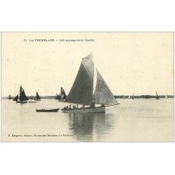carte postale ancienne 17 LA TREMBLADE. Barques de Pêches sur la Seudre 1918