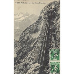 SUISSE. Train à crémaillère Pilatusbahn und die Berner-Hochalpen 1913