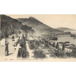 Algérie ORAN. Elégante sur Promenade de Letang et le Port 1913