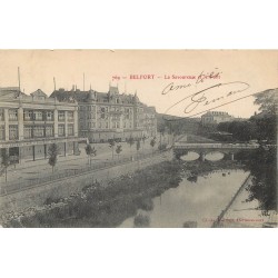 90 BELFORT. La Savoureuse et le Pont ainsi que les Galeries Modernes 1906