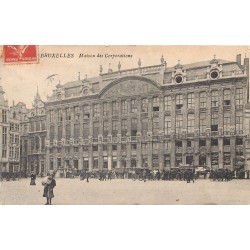BRUXELLES. Nombreux fiacres devant la Maison des Corporations 1908