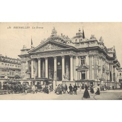 BRUXELLES. Tramway hippomobile devant la Bourse 1908