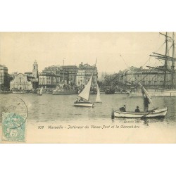 13 MARSEILLE. Barques et Voilier de Pêcheurs au Vieux Port et Cannebière vers 1905