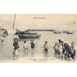 2 x cpa 35 CANCALE. Le petit Baigneur craintif et le Départ de la Caravane 1924