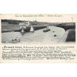62 BOULOGNE-SUR-MER. Entrée du Port avec son Phare carte publicitaire Société des Viviers
