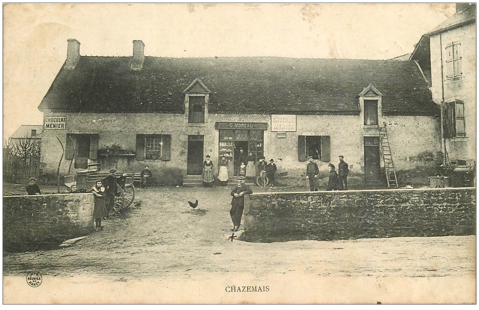 03 CHAZEMAIS. Epicerie Moreau 1906. Panneau Chocolat Meunier