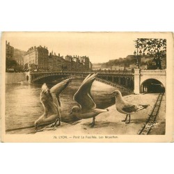 4 cpa 69 LYON. Mouettes Pont La Feuillée, Saône, Place Bellecour et vue