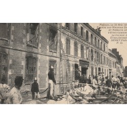 02 SAINT-QUENTIN. Pompiers et Militaires du Génie pour l'incendie des établissements Séret en 1908