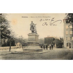 07 ANNONAY. Statue des Frères Montgolfier. Carte toilée 1907
