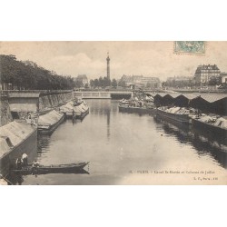 75 PARIS IV. Canal Saint-Martin et Colonne de Juillet 1905