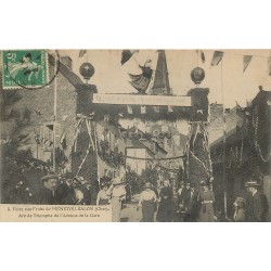18 MENETOU-SALON. Arc Triomphe Avenue de la Gare Foire aux fruits 1914