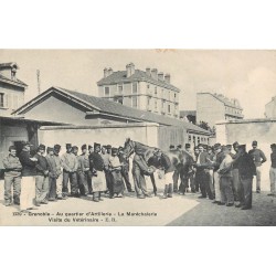 38 GRENOBLE. Visite du Vétérinaire à la Maréchalerie au Quartier d'Artillerie 1914