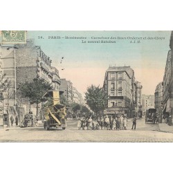 PARIS 18° Montmartre. Le nouvel Autobus Carrefour rues Ordener et des Cloys 1907