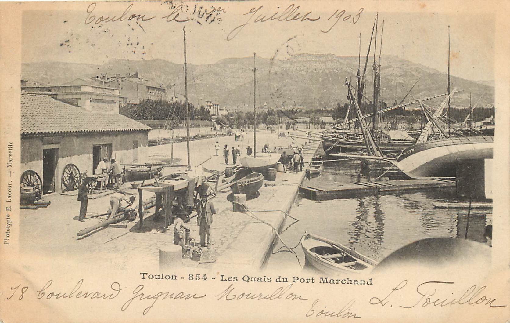 cpa 83 toulon le quai des officiers animee