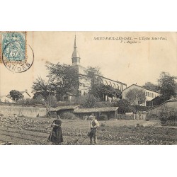 40 SAINT-PAUL-LES-DAX. L'Angélus des Paysans devant l'Eglise Saint-Paul 1907
