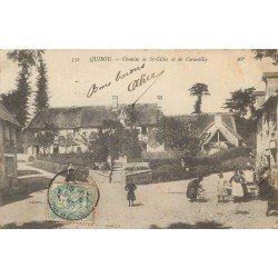 50 QUIBOU. Chemin de St-Gilles et de Carantilly bien animé 1905