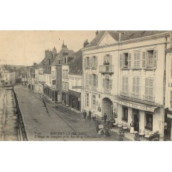 28 NOGENT LE ROTROU. Hôtel du Dauphin rue de la Charronnerie 1909 Café de Paris et Pharmacie