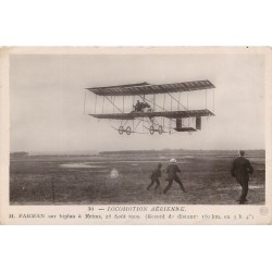 AVIATION. Avion et aviateur. Farman sur biplan à Reims 1909
