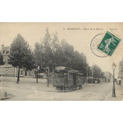 93 BAGNOLET. Tramway Place de la Mairie 1908