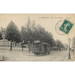 93 BAGNOLET. Tramway Place de la Mairie 1908