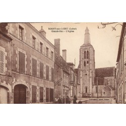 45 BONNY-SUR-LOIRE. L'Eglise et café tabac sur Grande-Rue