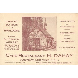 37 VOUVRAY LES VINS. Carte publicitaire format CPA. Café Restaurant Dahay Route Nationale Paris Tours Bordeaux