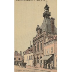 78 BONNIERES-SUR-SEINE. Mairie avec Cafés Hôtel de Ville et Henri Jean