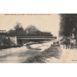 51 SAINT-MARTIN-SUR-LE-PRE. Train sur le Pont du chemin de fer sur le Canal et attelage 1917