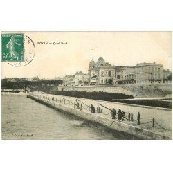 carte postale ancienne 17 ROYAN. Quai Neuf 1910 Pêcheurs au carrelet