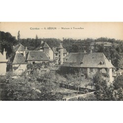 6 cpa 19 SEGUR. Maison à Tourelles, Vezère et ruines Château, Minoterie Pont St-Laurent et vielles Maisons