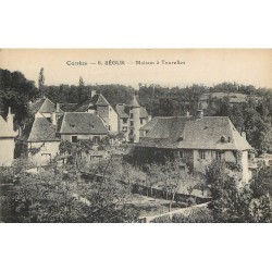 6 cpa 19 SEGUR. Maison à Tourelles, Vezère et ruines Château, Minoterie Pont St-Laurent et vielles Maisons