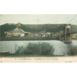 3 cpa 95 LA ROCHE-GUYON. Pont suspendu et bords de la Seine 1905